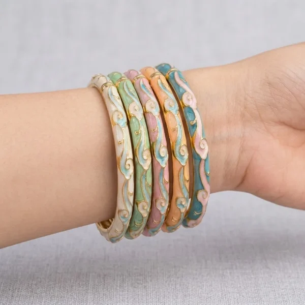 New Chinese Style Lucky Cloud Enamel Bracelet National Style Drop Oil Glaze Buckle Bracelet Customizable Design Zinc Alloy